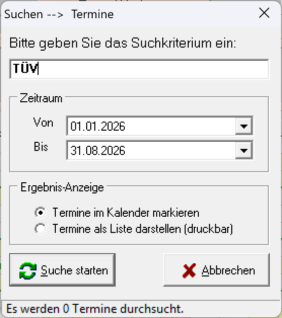 Terminsuche mit Datumsfilter Suche nach Terminen mit Datumsfilter im SL-Urlaubsplaner